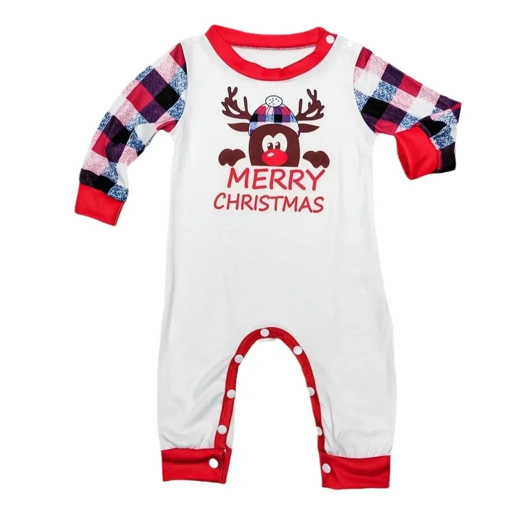 Merry Christmas Print Matching Family Outfits 2024 Winter Cartoon Cute Plaid Pajamas Set Soft Casual Sleepwear Pyjamas Xmas Look 6