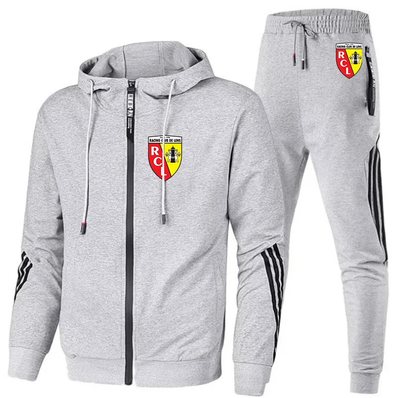 Euro Club Rc Lens Printed Men Casual Set Spring Autumn New Sportswear Hoodies+Pants 2PCS Sets Hip Hop Street Loose Tracksuits 2023 colorful cashew flower tracksuits sets pants set 3d printed couple sportswear suit fashion street pullover sweatshirt