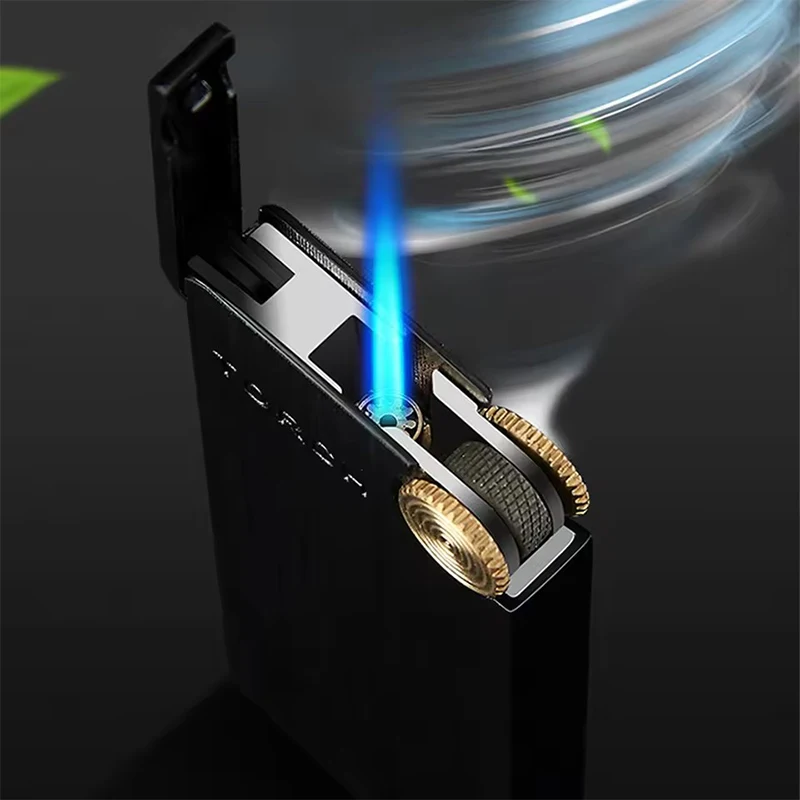 Windproof Torch Grinding Wheel Lighter Cigar Spray Gun Portable Lighter Kitchen Outdoor Blue Flame Smoking Gadgets Men's Gift