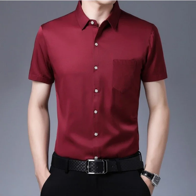 قميص رجالي كاجوال بأكمام قصيرة ، خالي من التجاعيد...