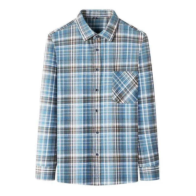Oversized Fashion Flannel Plaid Men's Long Sleeve Cotton Shirt