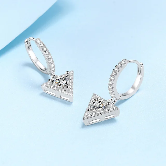 Classic Platinum PT950 Triangular Drop Earrings Shiny Diamond 1 2ct Moissanite for women s daily wear Classic Platinum PT950 Triangular Drop Earrings Shiny Diamond 1/2ct Moissanite for women's daily wear fine jewelry designer gift