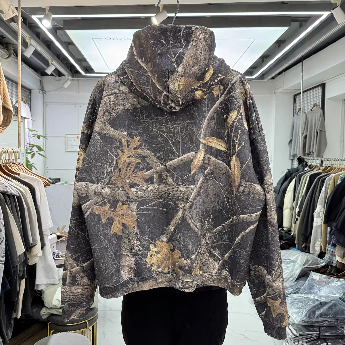 Full Printed Tree Branches Camouflage Hoodie Men Women Best Quality Hooded Pullover