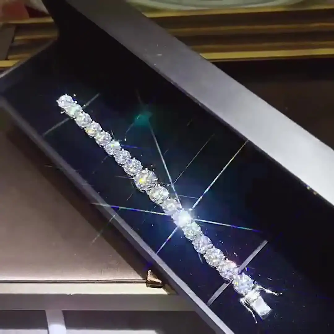 NKHOG 5CT полный муассанит теннисные браслеты S925 серебро сверкающие бриллианты для