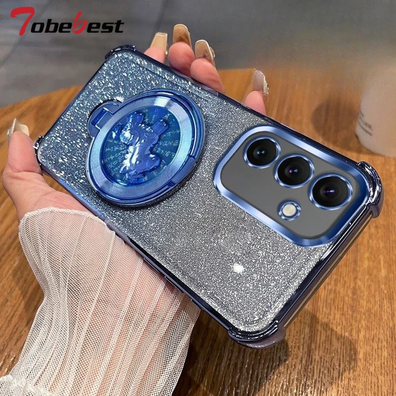 Shockproof Plating Pony Holder Phone Case