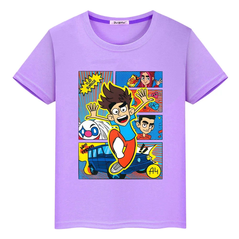 Kawaii Merch A4 Print 100% Cotton T-shirt boys Tops y2k one piece pride tshirt Влад Бумага А4 anime Tees Short kids clothes girl 6