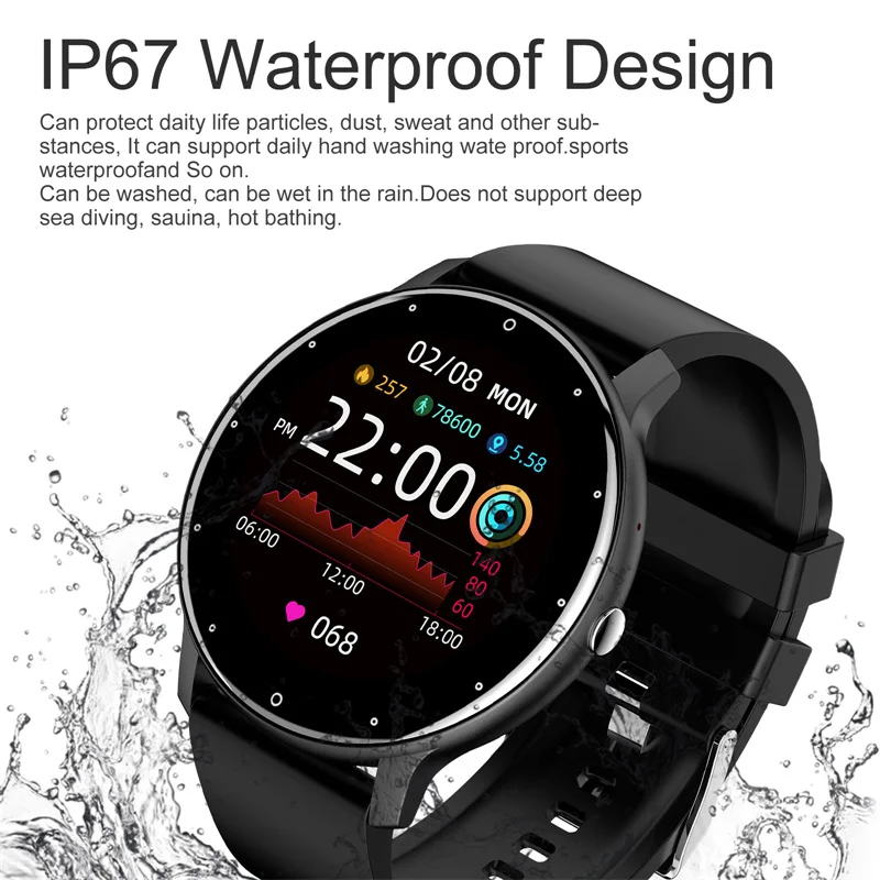 LIGE Smart Watch Women Men Full Touch Screen Bluetooth 5.2 Call Waterproof Watches Sports Fitness Tracker Factory IP67 ZL02 New 2