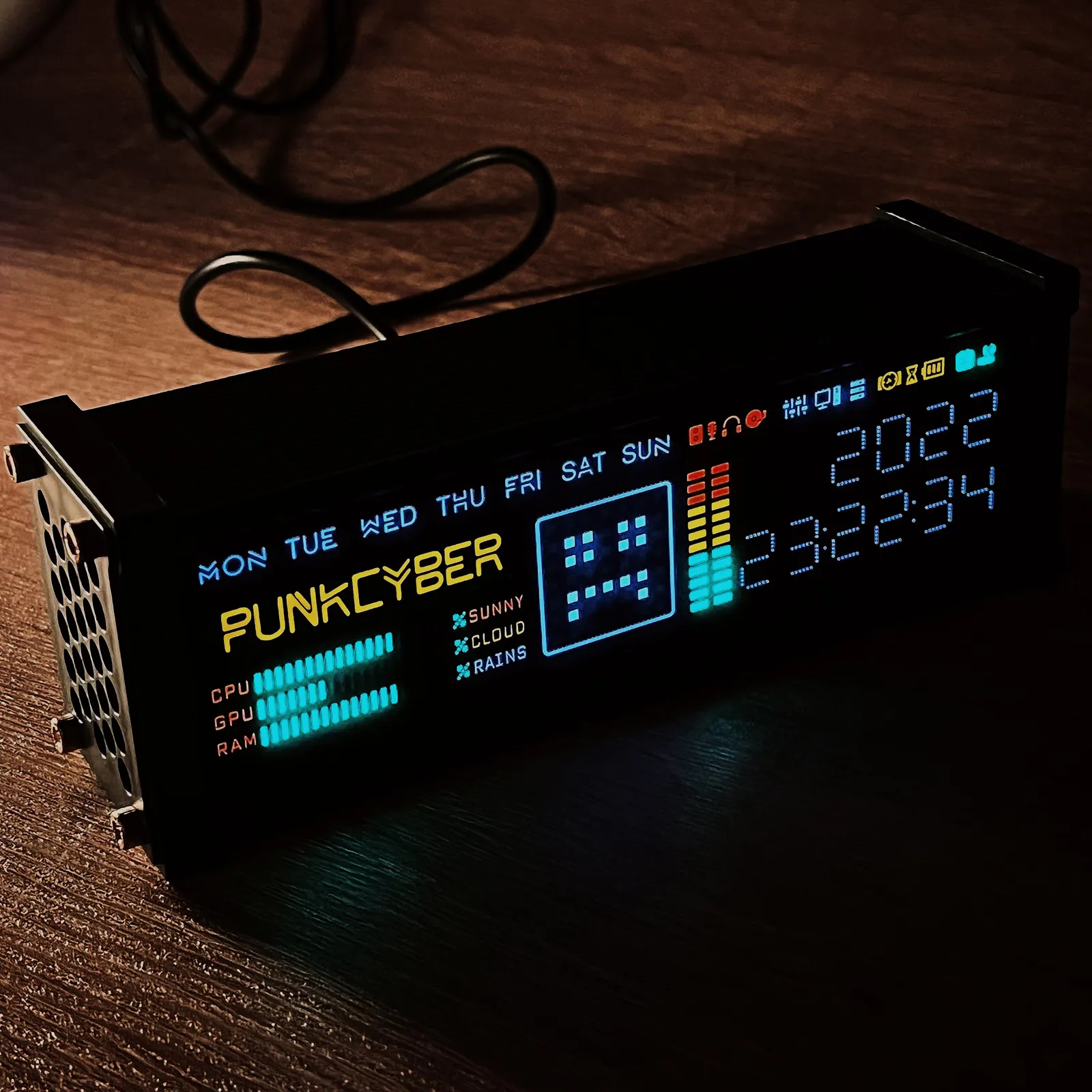 Electronic Tube Clock WFD Retro Pseudo-Fluorescent Matrix Cyberpunk Spectrum Function Desktop Decorations
