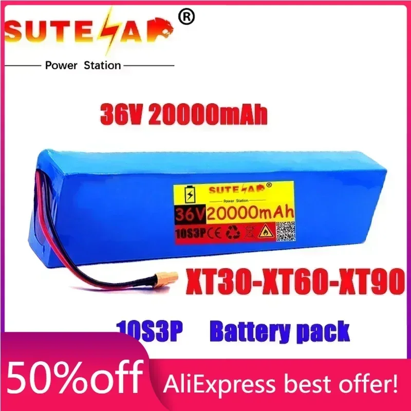 

18650 battery pack.36v 10s3p 20Ah 500W high power 42V for scooters and electric bicycles.Xt60