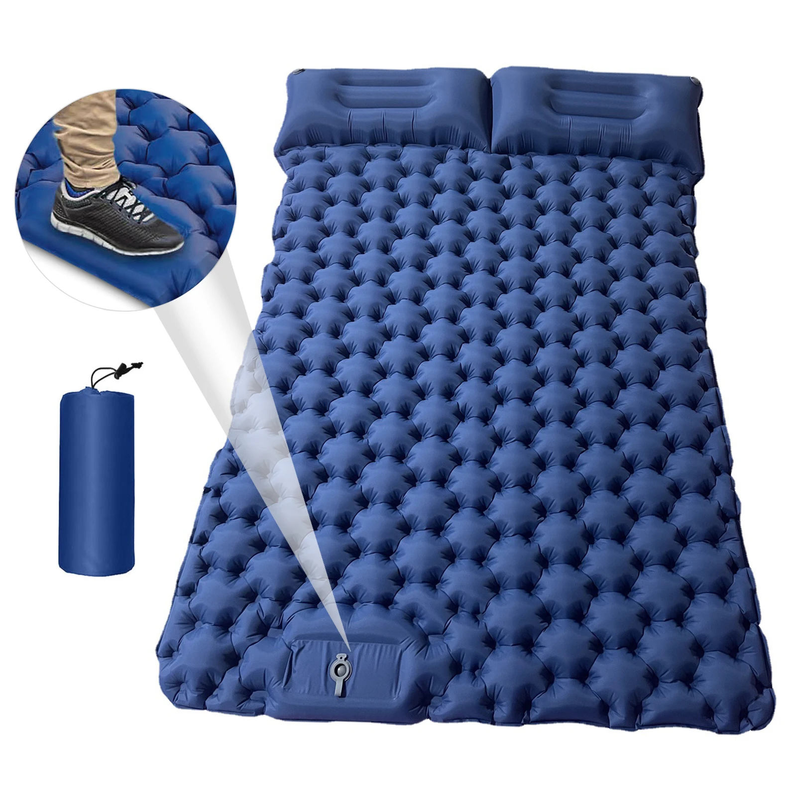 

2 Person Camping Mat with Air Pillow Portable Air Mattress Waterproof Backpacking Sleeping Pad Outdoor Camping Inflatable Mat