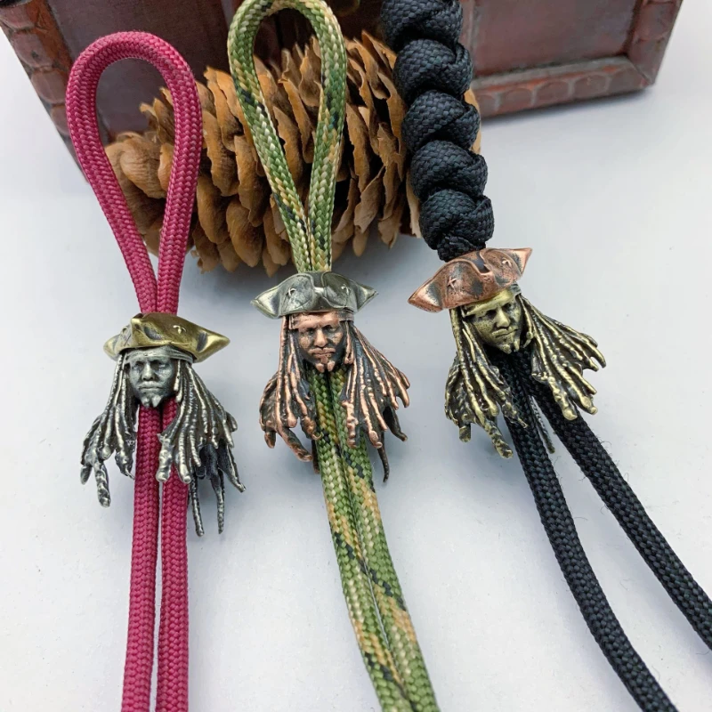 Hot Movie Character Pirates Captain Figurines Brass Paracord Bead DIY Knife Lanyard Pendant Charms EDC Accessories For Fans Gift paracord accessories outdoor knife lanyard outdoor accessories paracord lanyard pendants
