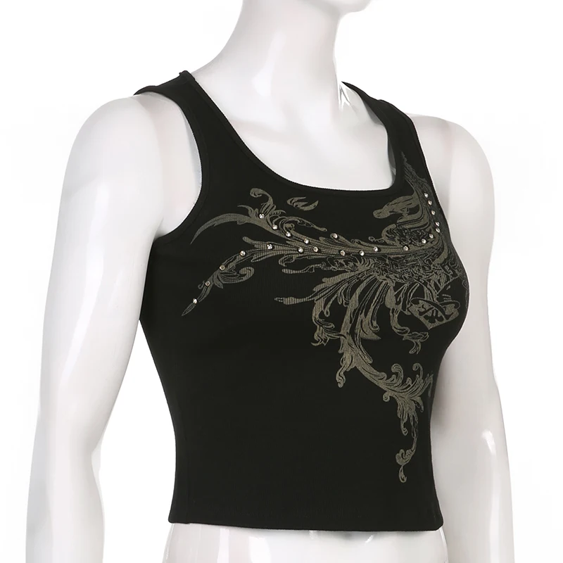 printed tank top black