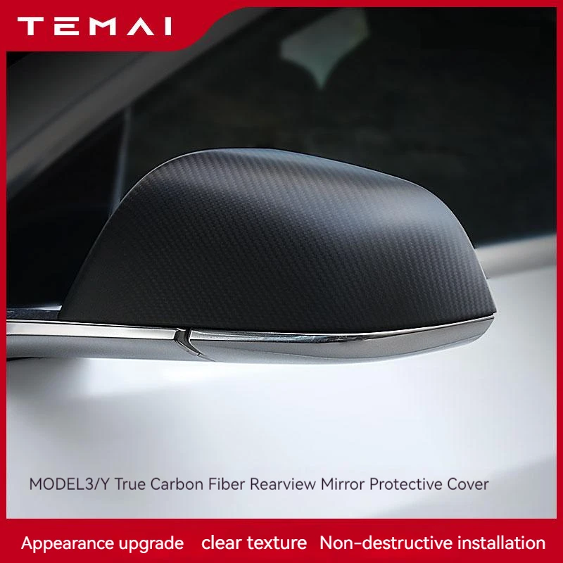 

TEMAI is applicable to Tesla Model3Y rear-view mirror protective cover, modified accessories with real carbon fiber appearance