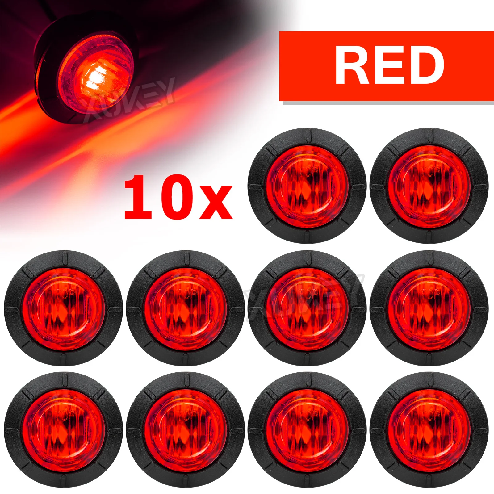 10 Feux De Position/contour LED 12-24V Rouge Pour Remorque, Camping-car