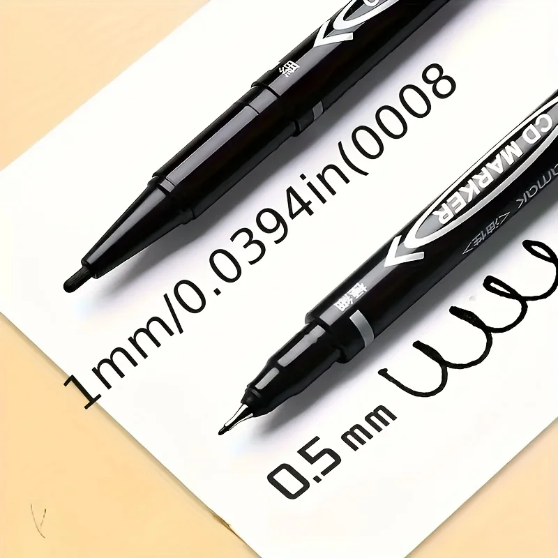 2/5개입 듀얼팁 블랙 마커, 방수 및 변색 방지, 빠른 건조, 그림 그리기 및 필기용. 블랙 아트 드로잉 마커.