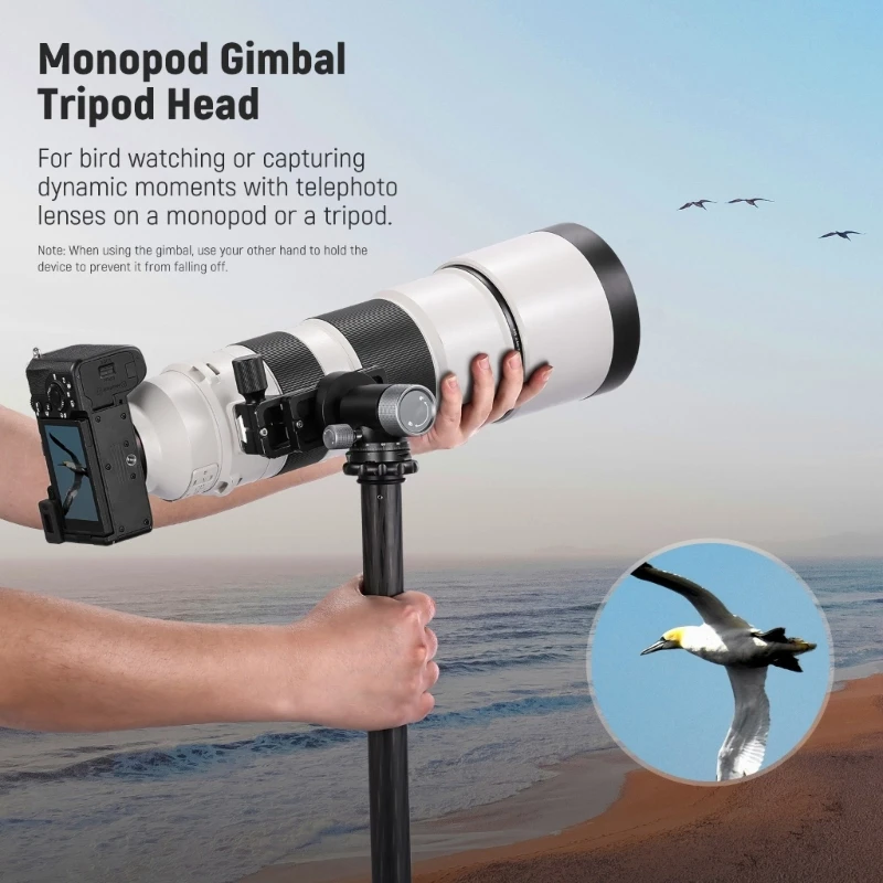 Gimbaled Head for Monopod Tripod Long Telephoto Lenses Metal Low Head