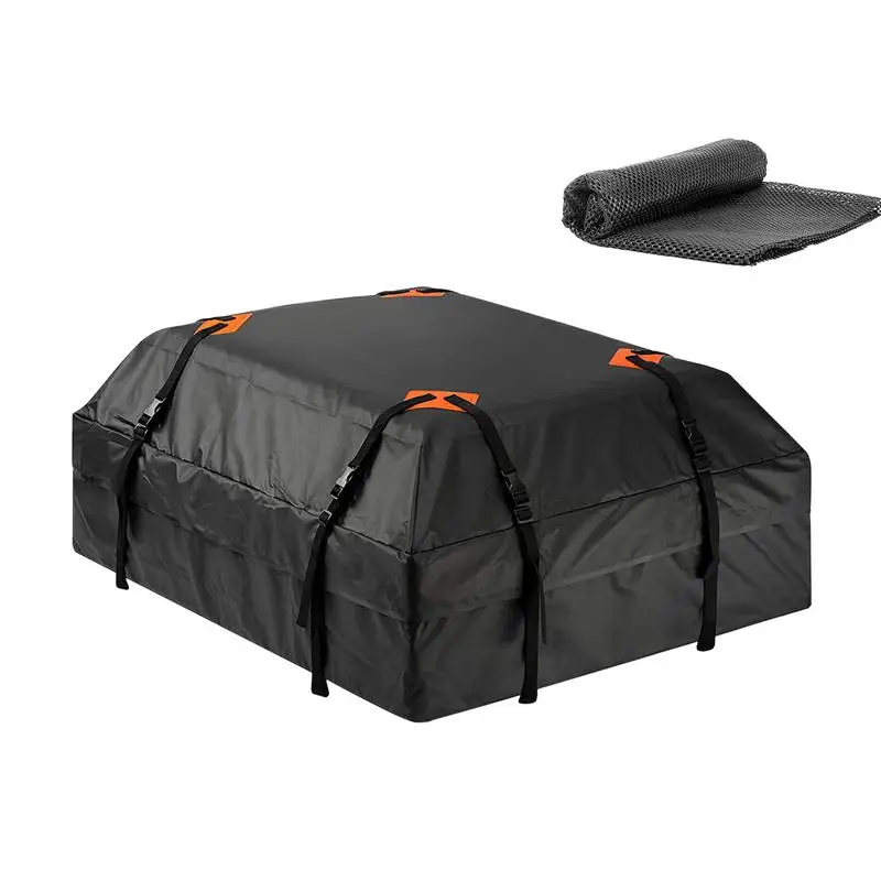 

Waterproofs Cargo Roof Bag Rooftop Large Capacity Luggage Box Top Carrier Black Storage Travel With Anti-Slip Mat For All Cars