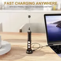 Mousseur à lait électrique aste sans fil, 3 vitesses, détermination de la mousse pour latte, cappuccino, chocolat chaud, USB 2
