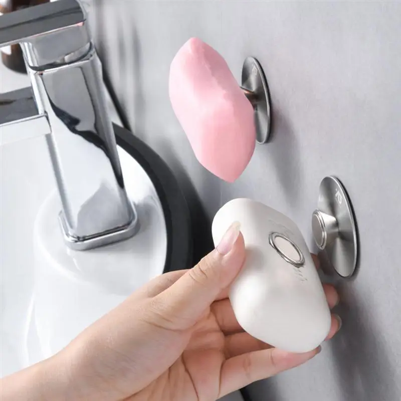 1 Set Household Magnetic Soap Rack Nail-Free Soap Holder For Bathroom Traceless Suction Soap Rack Wall Mounted Soap Drain Rack