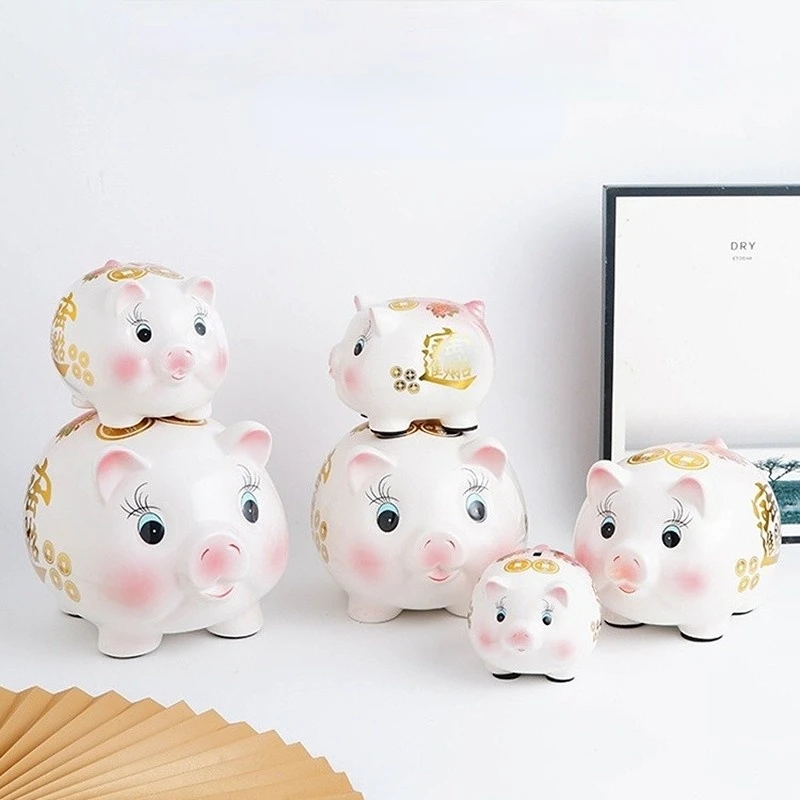 

Pig Wedding Money Box Kids Coin Secret Toy Ornament Ceramic Hidden Safe Piggy Bank Cartoon Paper Money Tirelire Home Decor 50