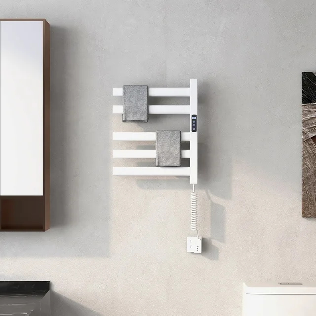 ราวแขวนผ้าเช็ดตัวไฟฟ้าแบบกันน้ำสำหรับห้องน้ำในบ้าน พร้อมหน้าจอดิจิตอล ควบคุมอุณหภูมิแบบง่าย ช่วยให้ผ้าเช็ดตัวแห้งเร็ว 1