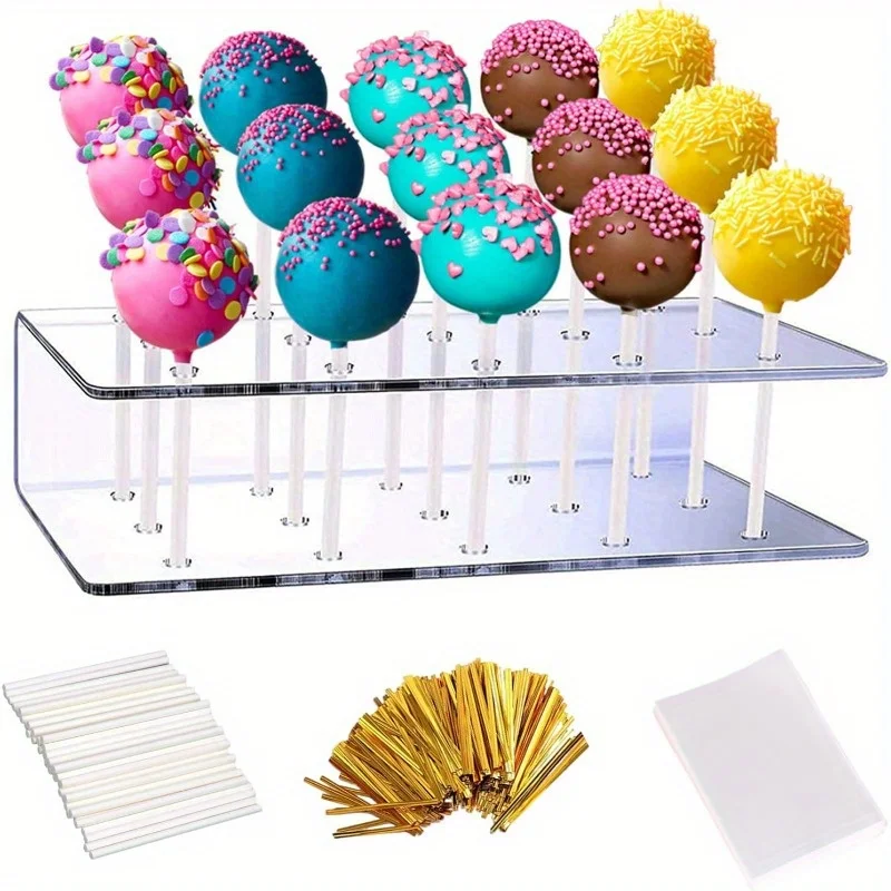 1pc Cake Lollipop 15 Hole Holder Display Stand Acrylic Clear Durable Candy Holder for wedding party birthday dessert stand
