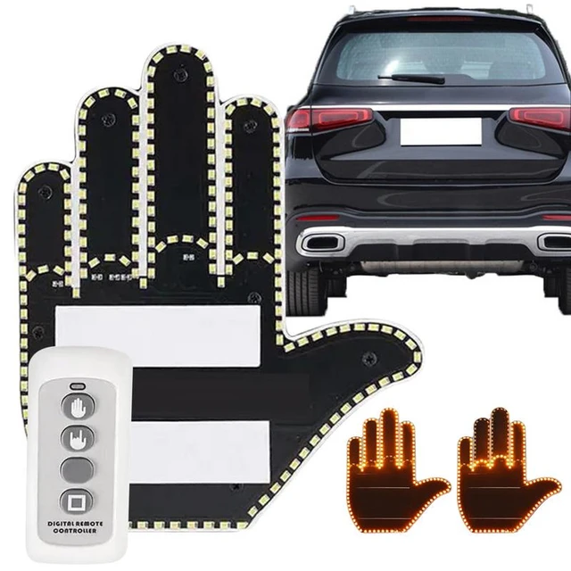Universal Fun Car Middle Finger LED Light With Remote Car Gadgets