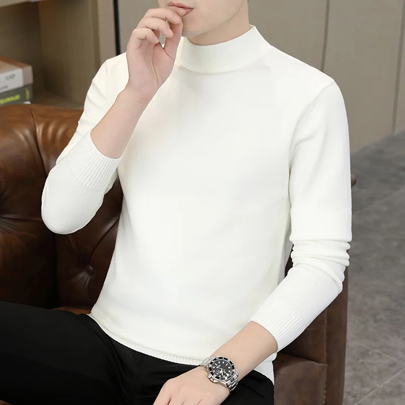 Autumn And Winter High Quality Men's Sweater Cashmere Sweater Men's Pullover Half High Collar Soft And Warm Knitted Sweater high quality women thick wool sweater new turtleneck pullover winter tops solid cashmere sweater autumn female sweater hot sale