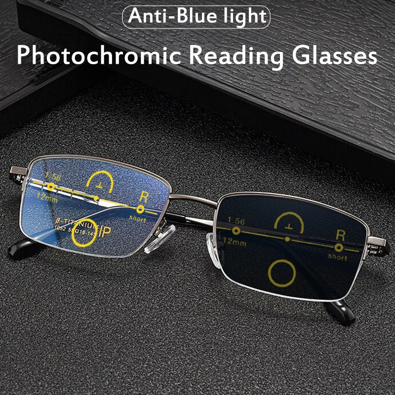 Smart Zoom Photochromic Multifocal Reading Glasses Men Progressive