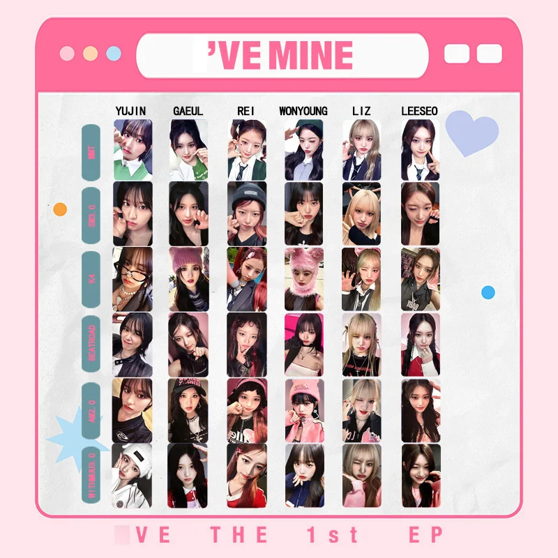 

6pcs/set KPOP IVE New Album I'VE MINE SW BEATROAD LOMO Card Rei LIZ Leeseo Yujin WonYoung GAEUL Gift Postcard Print Photo Card