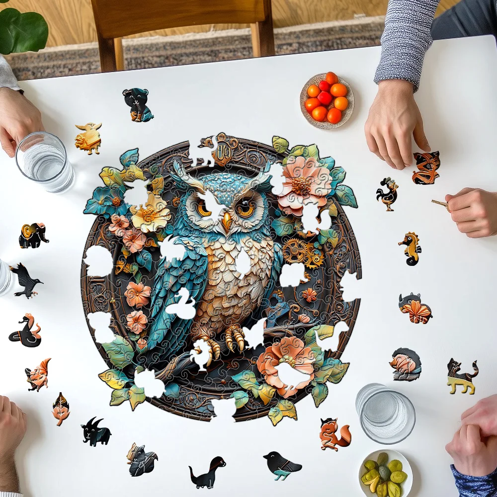 Colorful Parrot Wooden Puzzle Unique Handmade Brainstorming Gift Exquisite DIY Birthday Mixed Color Plywood