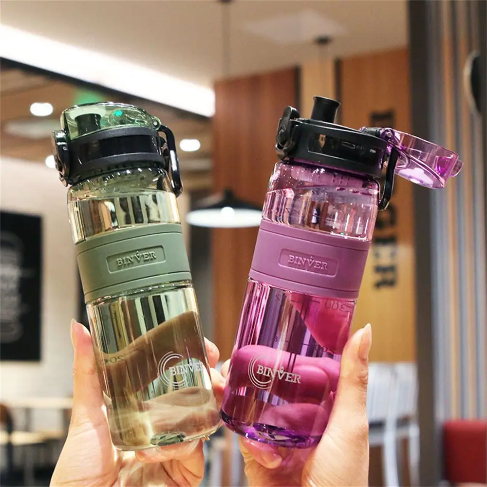 500ml Water Bottle With Tea Filter Leak-proof Portable Reusable Plastic Drinkware Students Outdoor Sports Gym Fitness Jugs Cup