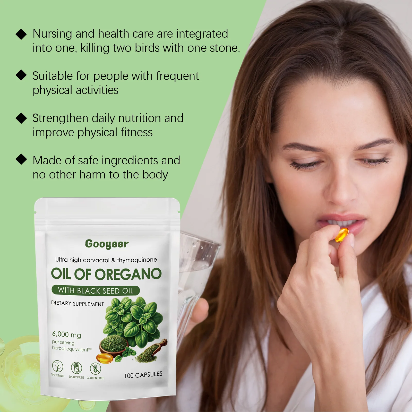 100/300/500Capsules Oregano Oil Pills with Black Seed Oil For Immune & Digestion Health Anti inflammatory Relieves Bloating oregano oil supplement