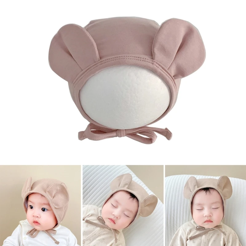 

Newborn Hospital Hat Boys Girls Beanie Cotton Bear Ears Infant Baby Hat Durable