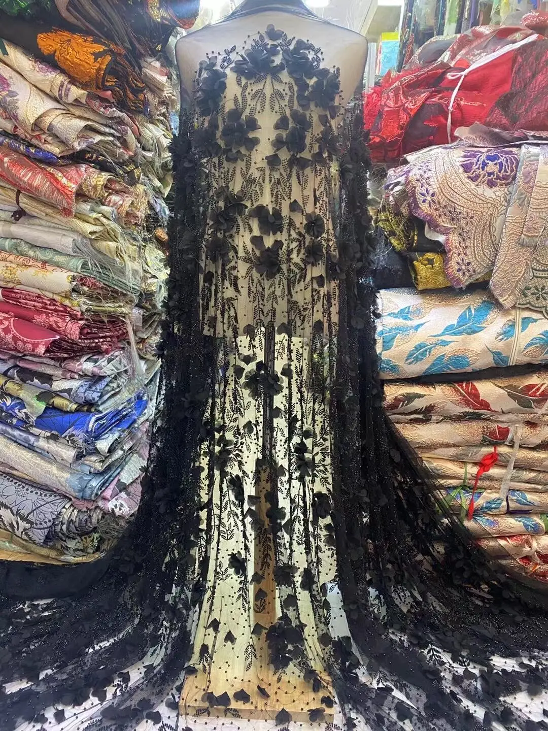 

Nigerian Handmade Beads Lace Fabric ZH-13069021 High Quality Sequins Beaded Embroidery African French Lace Fabric For Dress
