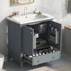 30" Bathroom Vanity with Sink Combo, Multi-functional Bathroom Cabinet with Doors and Drawer, Solid Frame and MDF Board, Blue 1