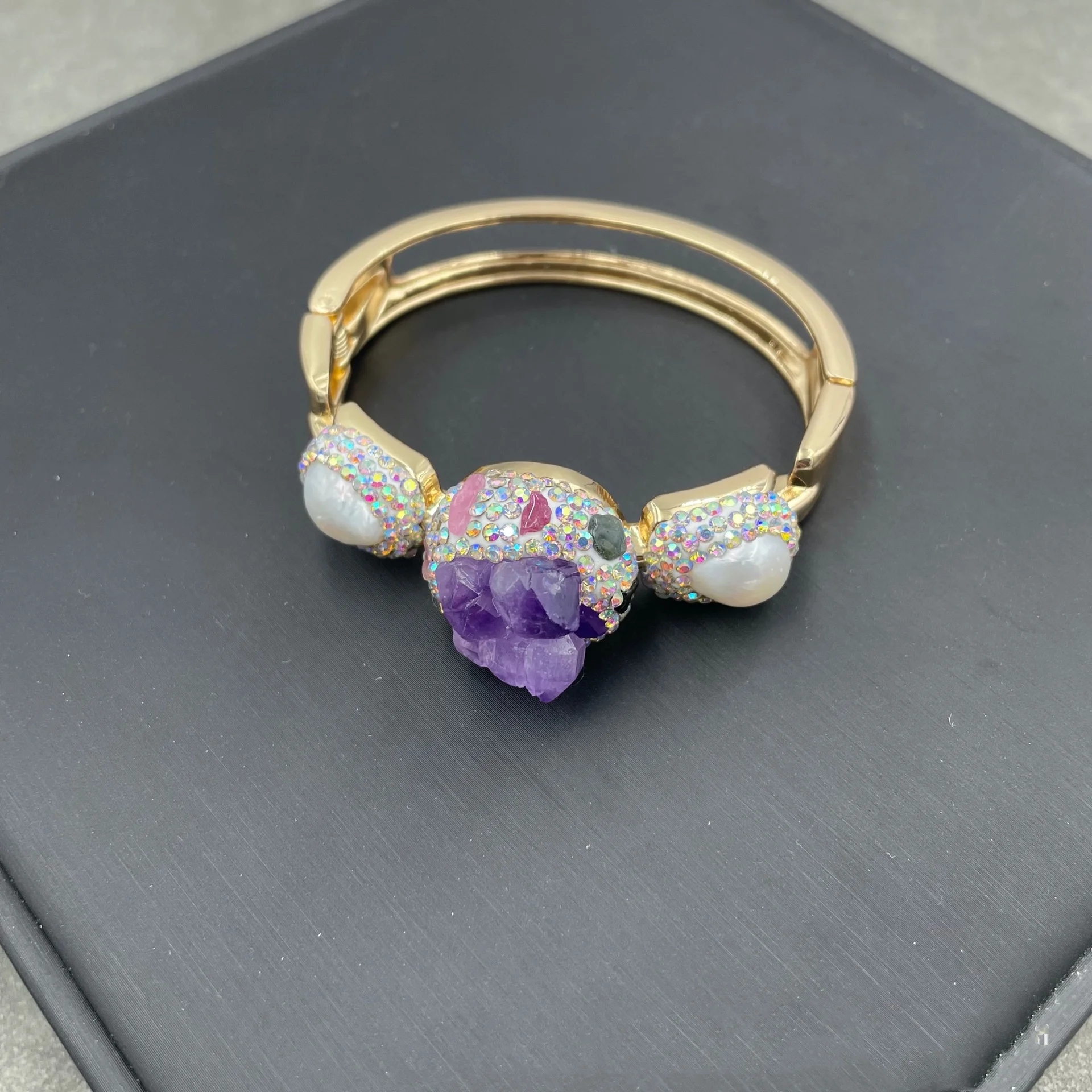 

MVB053 2024 Fashion Latest Design Freshwater Pearl Ore Amethyst Bracelet Ladies Party Jewelry Trend Anniversary Accessories