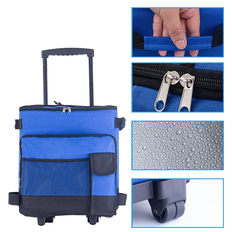 Trolley Ice Bag Tugboat Takeaway Waterproof Incubator Refrigerated Stall Large Capacity Camping Outdoor Picnic Bag