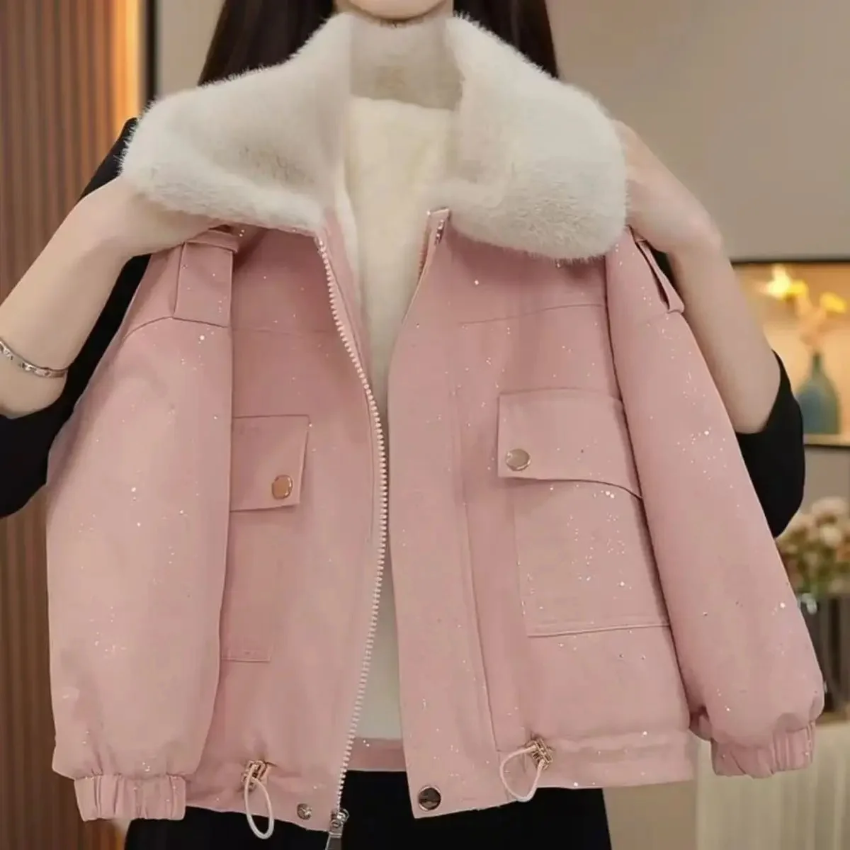 Gold and velvet coat pink