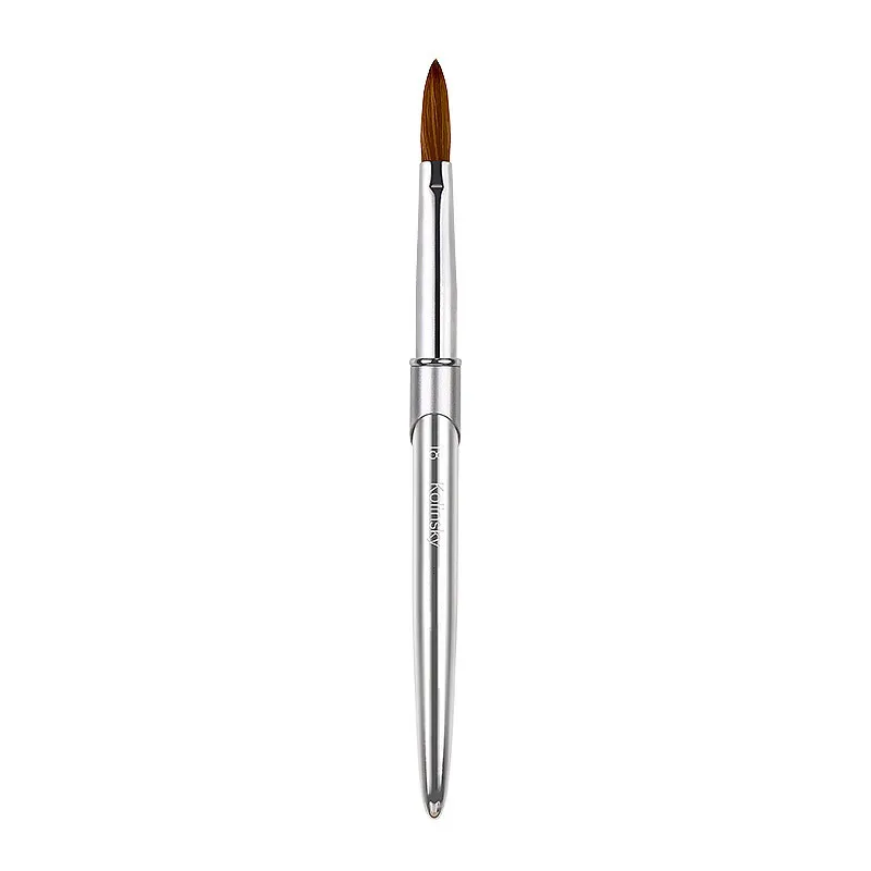 100% Pure Kolinsky Nail Brush Silver UV Gel Polish Nail Art Extension Builder Manicure Nail Pen Painting Drawing Brushes 3