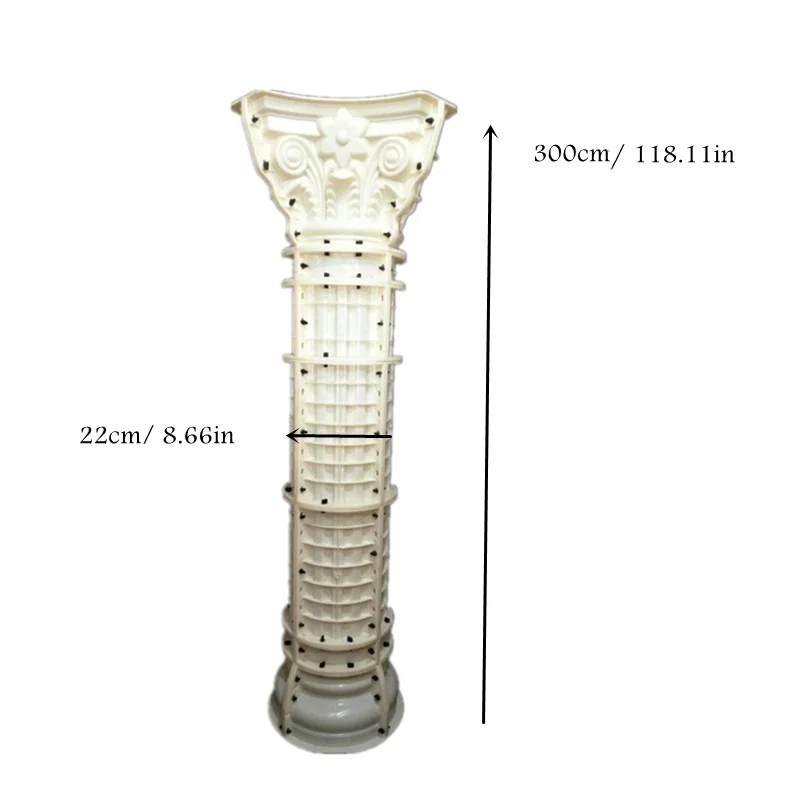 ABS Plastic Roman Column Mold, Durable Pillar Mould, Cement Roof Supports, Good Quality, 22cm/ 8.66in Dia, 300cm /118.11in Long