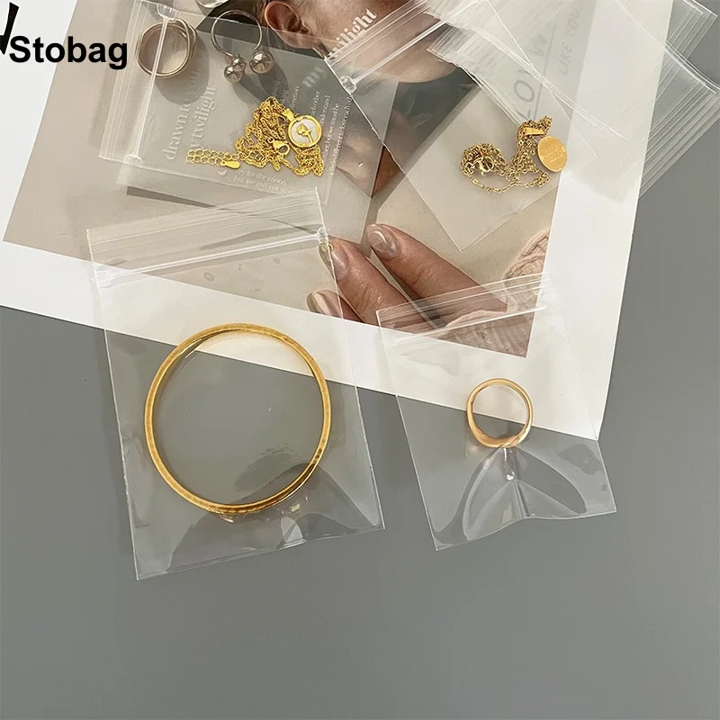 StoBag PP 투명 쥬얼리 포장 가방, 투명 지퍼 잠금 소형 밀봉 귀걸이 반지 선물 보관, 재사용 가능한 파우치, 100 개