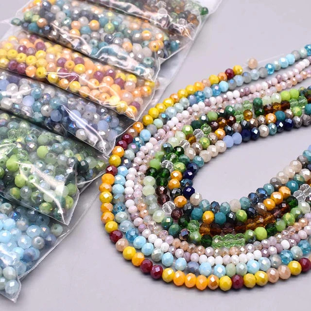 New Mixed-color 6mm 100pcs/bag Rondelle Crystal Glass Beads Flat Faceted  Loose Spacer Glass Beads