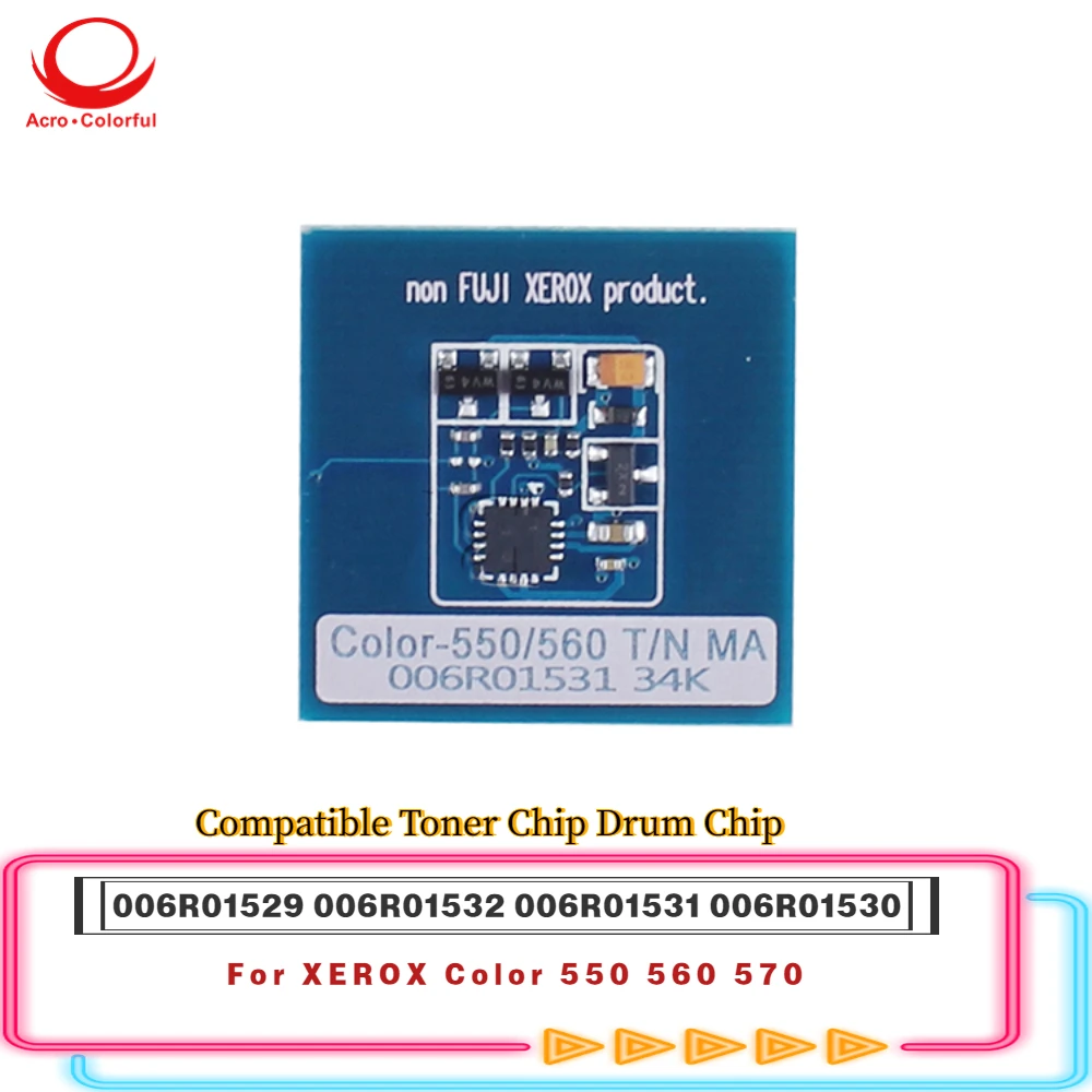 

006R01529 006R01532 006R01531 006R01530 Toner Cartridge Chip for Xerox 550 560 570 Compatible Chip Color-C60 C70