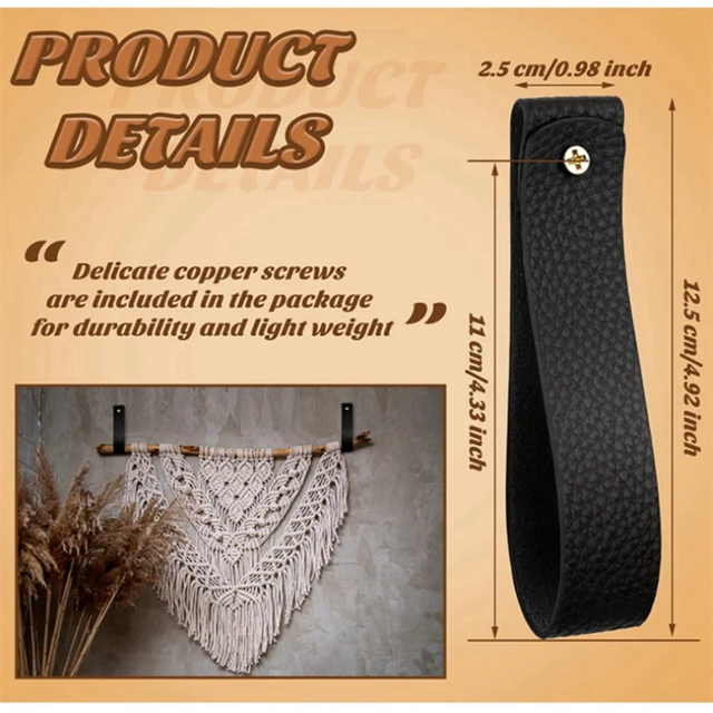 Bőrfüggöny Rúd Tartó Pu Hurok Heveder Falhorgok A Törülköző Kudarcos Kenu Lapát Boho Parasztház Stílusú Fogas - Image 6
