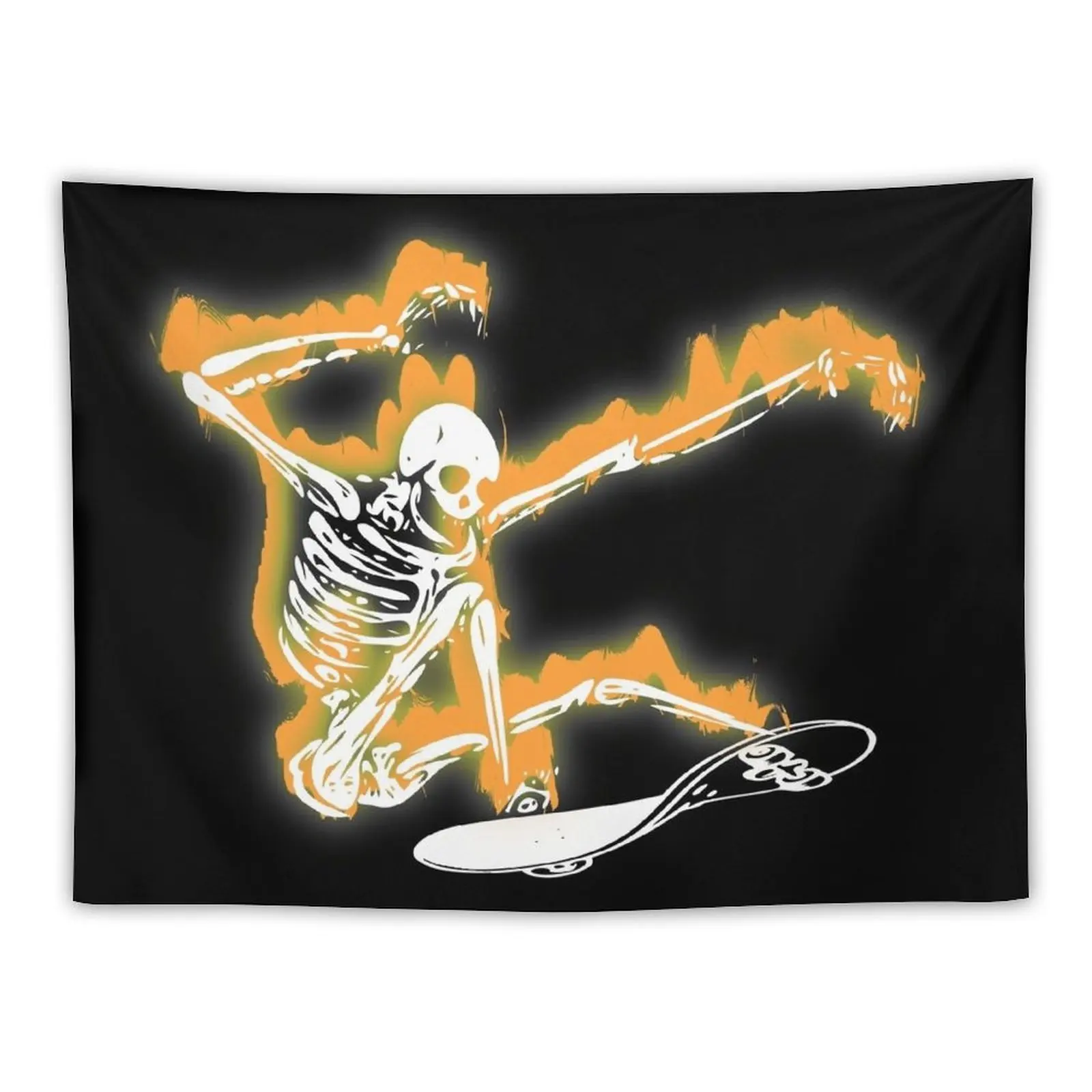 

skateboarding skeleton - skateboard skeleton in flames Tapestry Decor For Bedroom Decoration Bedroom