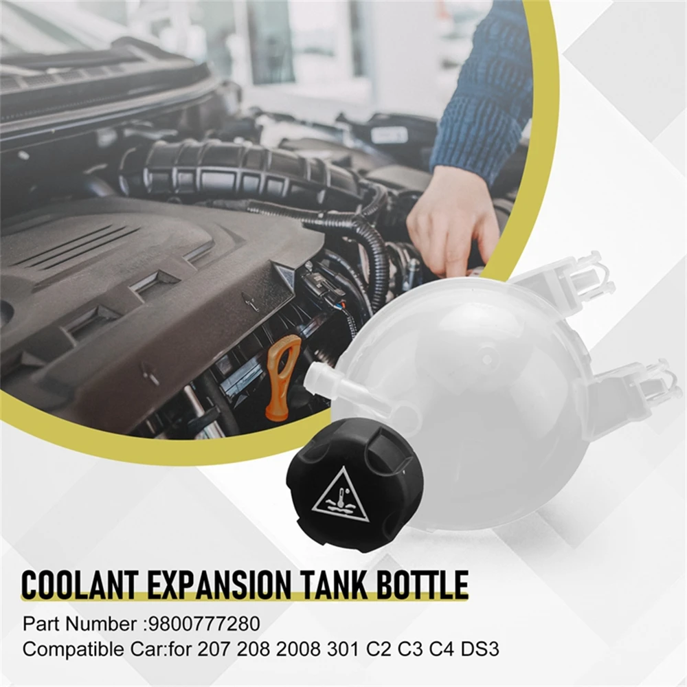 1 PC 9800777280 푸조 207 208 2008 301 Vti 시트로엥 C2 C3 C4 DS3 용 캡이있는 냉각수 확장 탱크 병