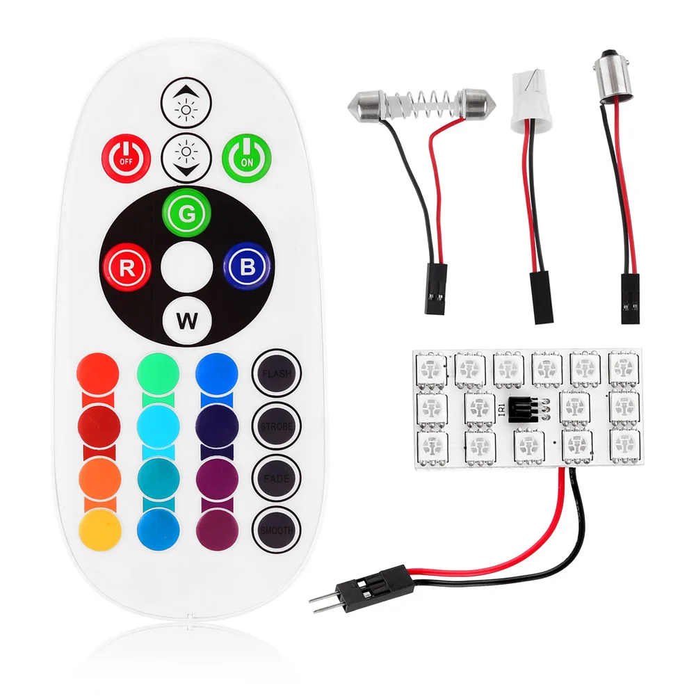 

LED RGB Festoon Dome Light Reading Bulb Lamp Car Interior Lights with Remote Control Dome Light Reading Lamp