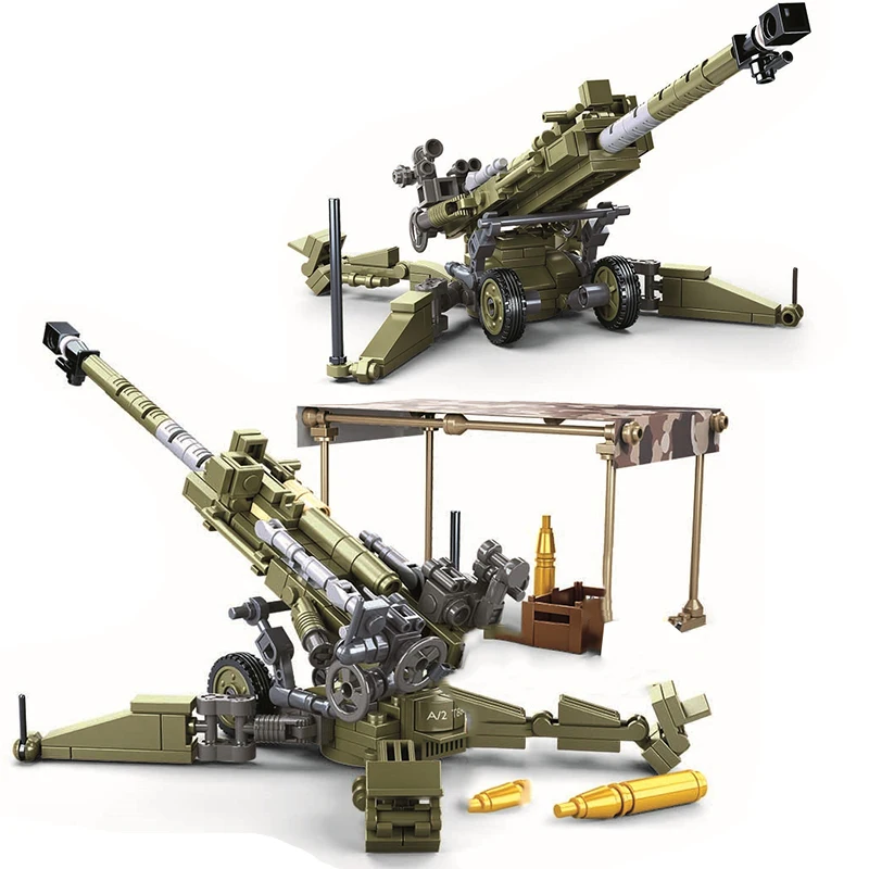 

Sluban WW2 Army M777 Gun Light Artillery Building Blocks Modern War Military Weapons Classic Accessories Model Kids Bricks Toys