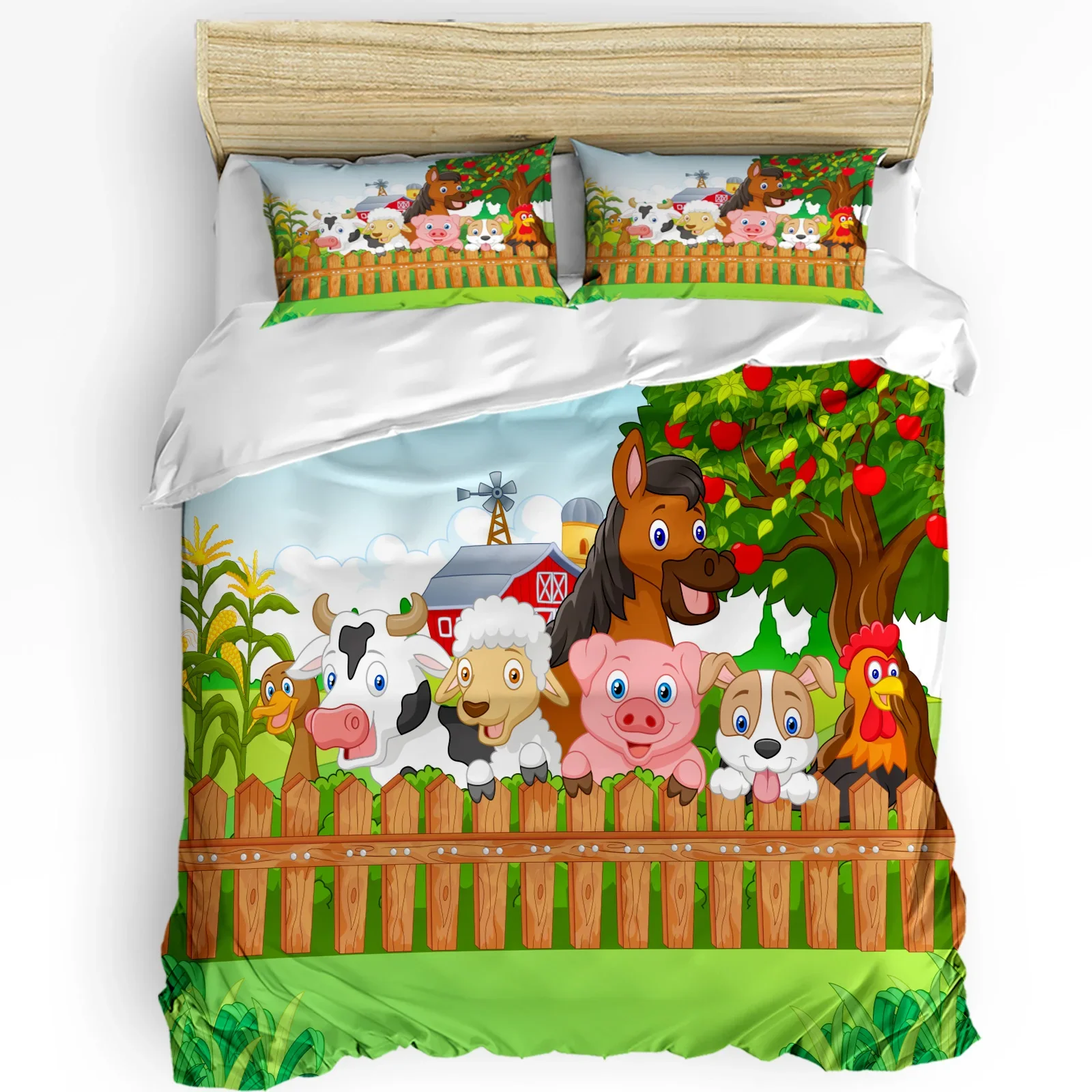 

3pcs Bedding Set Cartoon Animals Zoo Home Textile Duvet Cover Pillow Case Boy Kid Teen Girl Bedding Covers Set